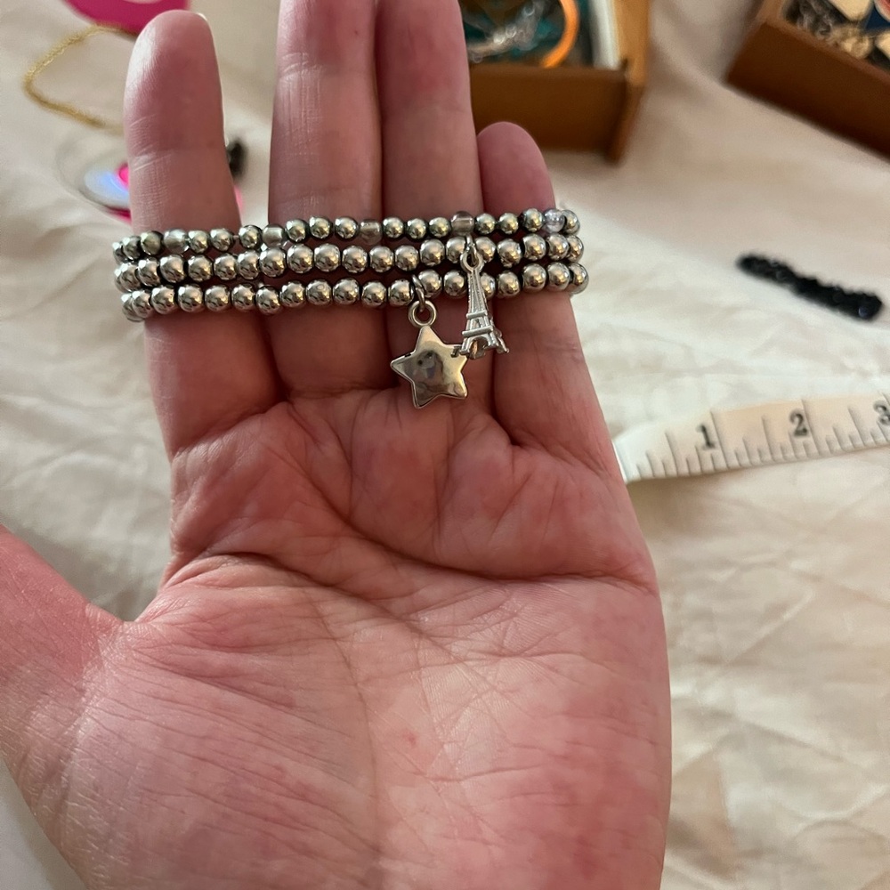 3 silver beaded bracelets - Picture 1 of 2